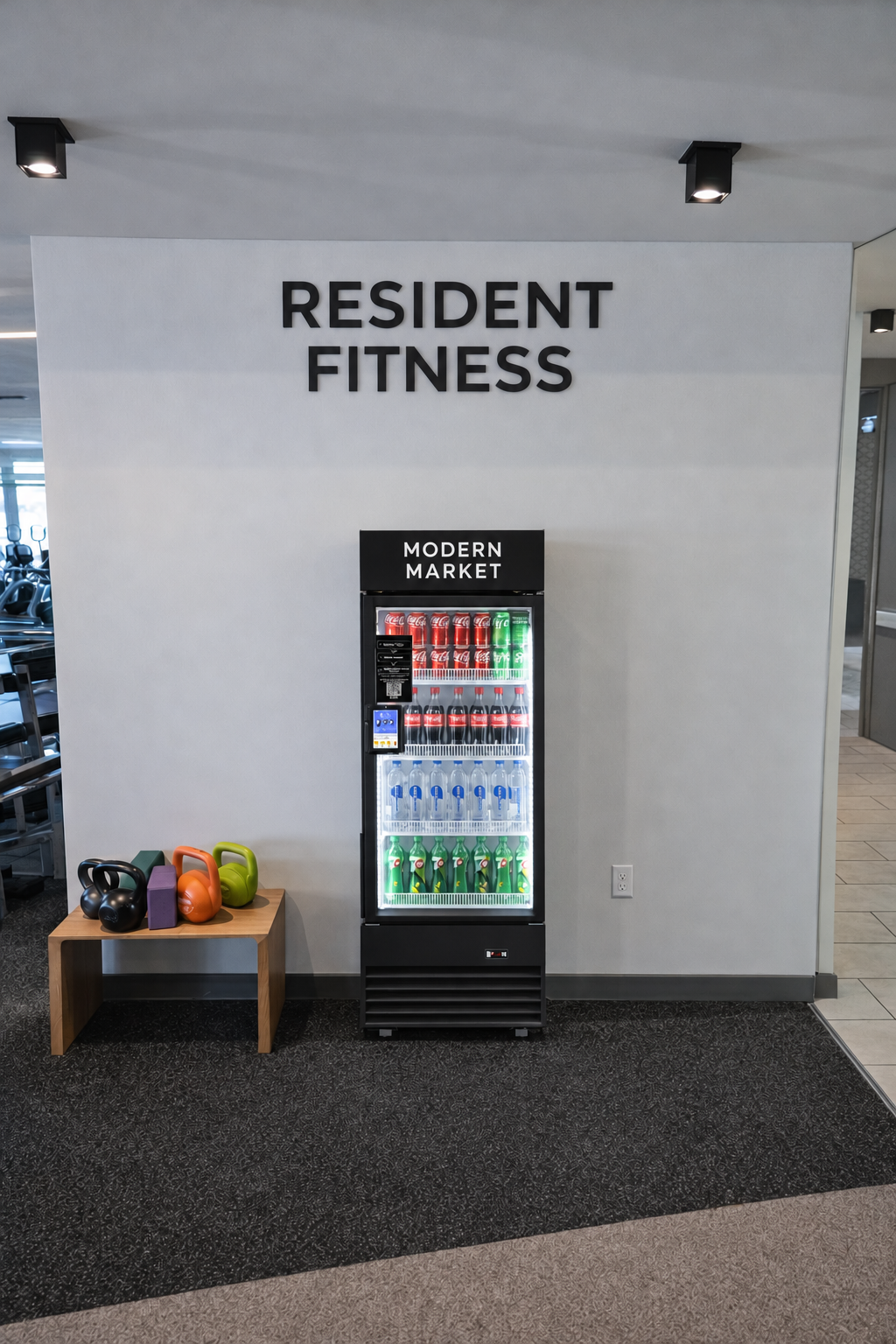 Anonymous resident fitness center market concept